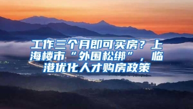 工作三个月即可买房？上海楼市“外围松绑”，临港优化人才购房政策