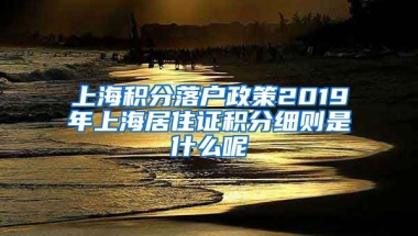 上海积分落户政策2019年上海居住证积分细则是什么呢