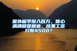 国外留学投入百万，信心满满回国就业，结果工资只有4500？