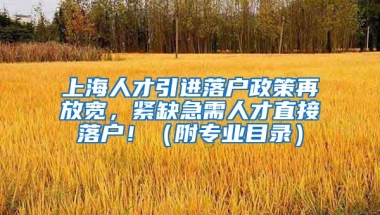 上海人才引进落户政策再放宽，紧缺急需人才直接落户！（附专业目录）