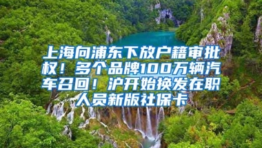 上海向浦东下放户籍审批权！多个品牌100万辆汽车召回！沪开始换发在职人员新版社保卡