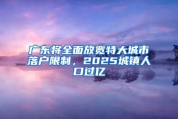 广东将全面放宽特大城市落户限制，2025城镇人口过亿