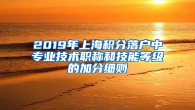 2019年上海积分落户中专业技术职称和技能等级的加分细则