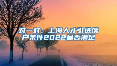 对一对：上海人才引进落户条件2022是否满足