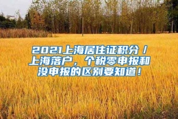 2021上海居住证积分／上海落户，个税零申报和没申报的区别要知道！