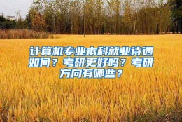 计算机专业本科就业待遇如何？考研更好吗？考研方向有哪些？