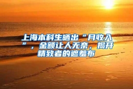 上海本科生晒出“月收入”，金额让人无奈，揭开精致者的遮羞布