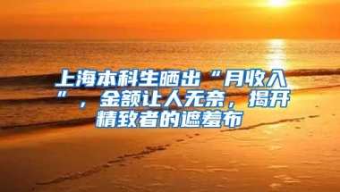 上海本科生晒出“月收入”，金额让人无奈，揭开精致者的遮羞布