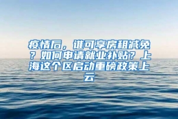 疫情后，谁可享房租减免？如何申请就业补贴？上海这个区启动重磅政策上云