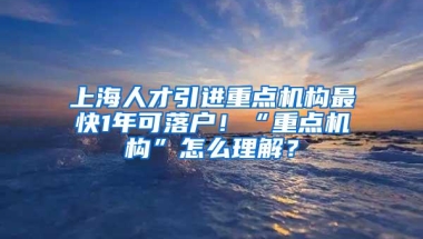 上海人才引进重点机构最快1年可落户！“重点机构”怎么理解？