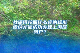 社保得按照什么样的标准缴纳才能成功办理上海居转户？