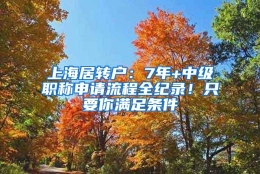 上海居转户：7年+中级职称申请流程全纪录！只要你满足条件