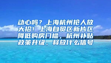 动心吗？上海杭州抢人放大招！上海自贸区新片区降低购房门槛，杭州补贴政策升级，释放什么信号