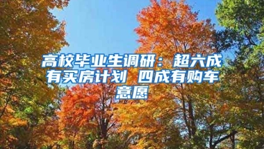 高校毕业生调研：超六成有买房计划 四成有购车意愿