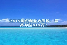 2019海归就业大形势，最高补贴100万？