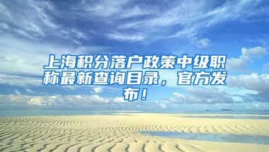 上海积分落户政策中级职称最新查询目录，官方发布！