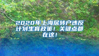 2020年上海居转户违反计划生育政策！关键点都在这！