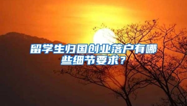 留学生归国创业落户有哪些细节要求？