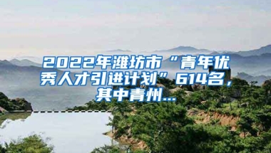 2022年潍坊市“青年优秀人才引进计划”614名，其中青州...