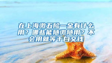 在上海缴五险一金有什么用？哪些能随缴随用？不会用就等于白交钱