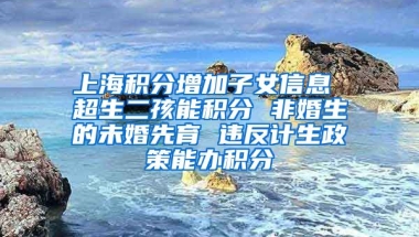 上海积分增加子女信息 超生二孩能积分 非婚生的未婚先育 违反计生政策能办积分