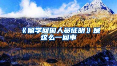 《留学回国人员证明》是这么一回事