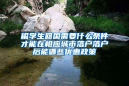 留学生回国需要什么条件才能在相应城市落户落户后能哪些优惠政策