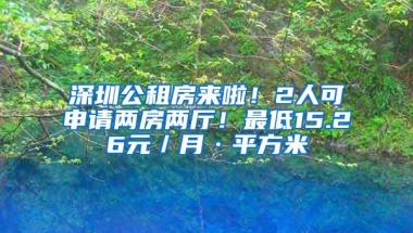 深圳公租房来啦！2人可申请两房两厅！最低15.26元／月·平方米