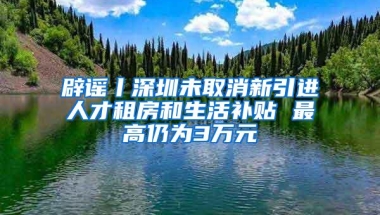 辟谣丨深圳未取消新引进人才租房和生活补贴 最高仍为3万元